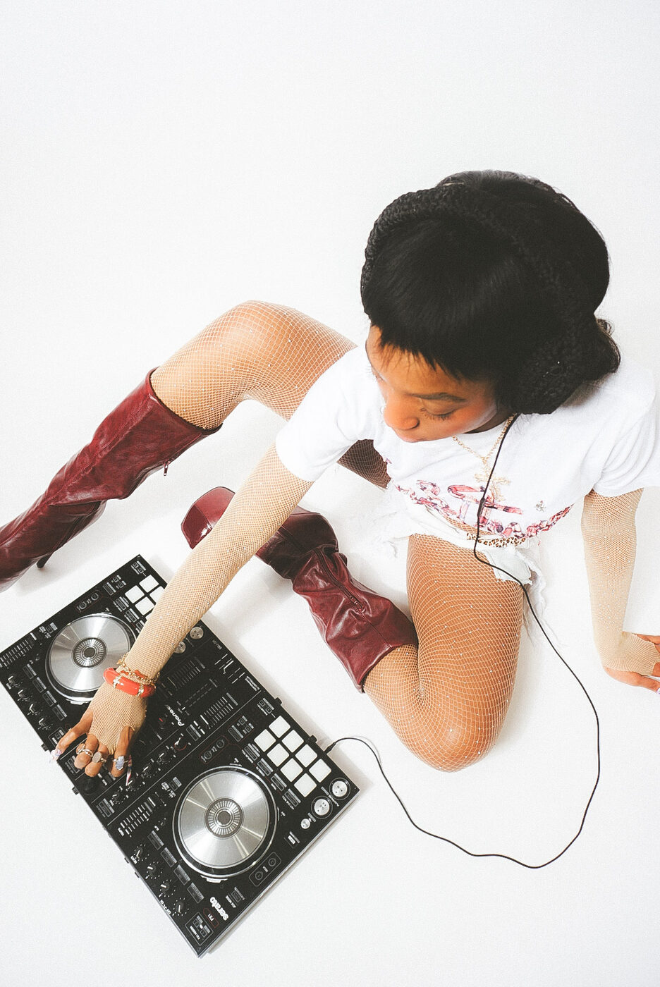 DJ WILDCHILD DJing overhead